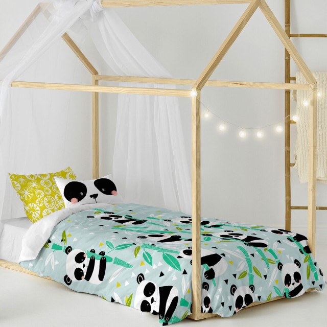 Dekbedovertrek set HappyFriday Moshi Moshi Panda Garden Blue Blauw Bed