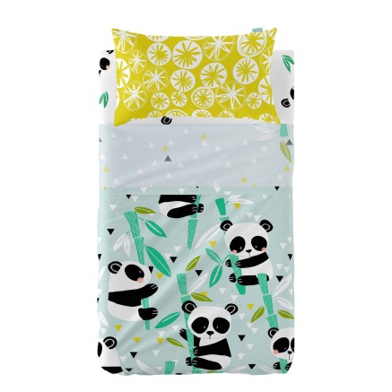 Bedding set HappyFriday Moshi Moshi Panda garden blue Blue Baby Crib 2