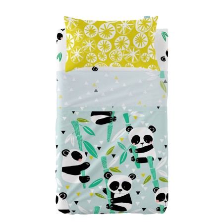Set beddengoed HappyFriday Moshi Moshi Panda garden blue Blauw 2 Onder