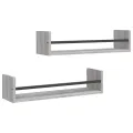 Étagères murales avec barres 2 pcs sonoma gris 60x16x14 cm
