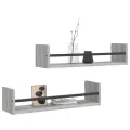 Étagères murales avec barres 2 pcs sonoma gris 60x16x14 cm