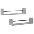 Étagères murales avec barres 2 pcs sonoma gris 60x16x14 cm