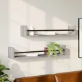 Étagères murales avec barres 2 pcs sonoma gris 80x16x14 cm