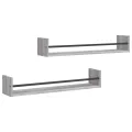 Étagères murales avec barres 2 pcs sonoma gris 80x16x14 cm