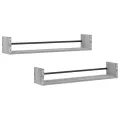 Étagères murales avec barres 2 pcs sonoma gris 80x16x14 cm