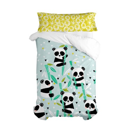 Dekbedovertrek set HappyFriday Moshi Moshi Panda Garden Blue Blauw Bed