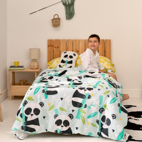 Duvet cover set HappyFriday Moshi Moshi Panda Garden Blue Blue Single