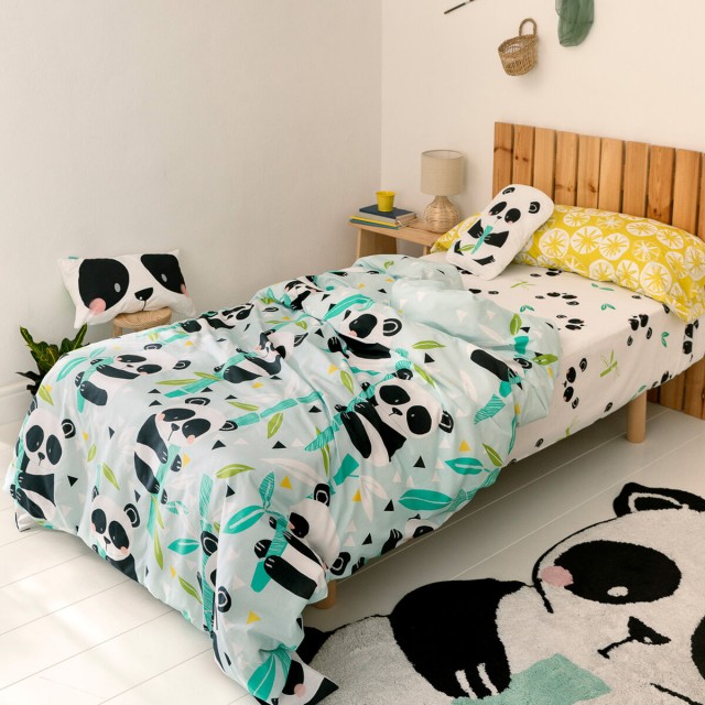 Dekbedovertrek set HappyFriday Moshi Moshi Panda Garden Blue Blauw Bed
