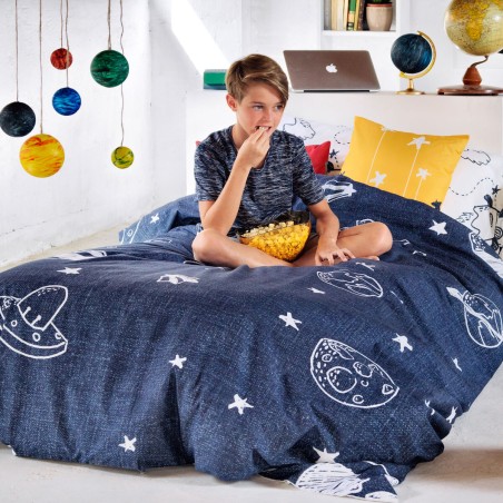 Duvet cover set HappyFriday Mr Fox Starspace Multicolour Single 2 Piec