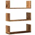 Étagères murales 3 pcs vieux bois 58x18x18 cm bois d'ingénierie