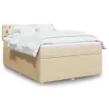 cadre de lit avec matelas Crème 160x200 cm Tissu