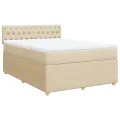 cadre de lit avec matelas Crème 160x200 cm Tissu