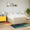 cadre de lit avec matelas Crème 160x200 cm Tissu