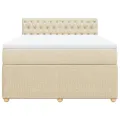 cadre de lit avec matelas Crème 160x200 cm Tissu