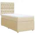 cadre de lit avec matelas Crème 80x200 cm Tissu