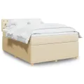 cadre de lit avec matelas Crème 160x200 cm Tissu
