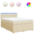cadre de lit avec matelas Crème 160x200 cm Tissu
