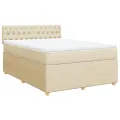 cadre de lit avec matelas Crème 160x200 cm Tissu