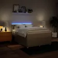 cadre de lit avec matelas Crème 160x200 cm Tissu