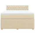 cadre de lit avec matelas Crème 160x200 cm Tissu