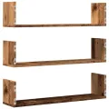 Étagères murales 3 pcs vieux bois 80x18x18 cm bois d'ingénierie