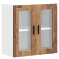 Armoire murale de cuisine avec porte en verre Porto vieux bois