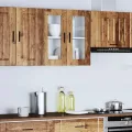 Armoire murale de cuisine avec porte en verre Porto vieux bois