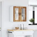 Armoire murale de cuisine avec porte en verre Porto vieux bois