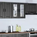 Armoire murale de cuisine avec porte en verre Porto noir