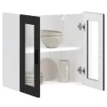 Armoire murale de cuisine avec porte en verre Porto noir