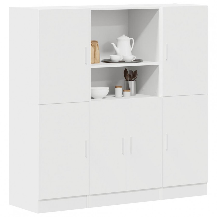 Ensemble d'armoires de cuisine 3 pcs blanc bois d'ingénierie