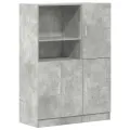 Ensemble d'armoires de cuisine 2 pcs gris béton bois ingénierie