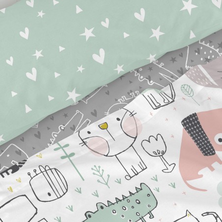 Juego de Sábanas HappyFriday Moshi Moshi Best buddies Multicolor Cama