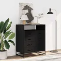 Commode noir 70x41x70 cm bois d'ingénierie