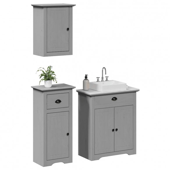 Meubles de salle de bain 3 pcs BODO gris bois de pin massif