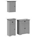 Meubles de salle de bain 3 pcs BODO gris bois de pin massif