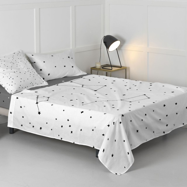 Drap HappyFriday Blanc Constellation Multicouleur 180 x 270 cm (Etoile