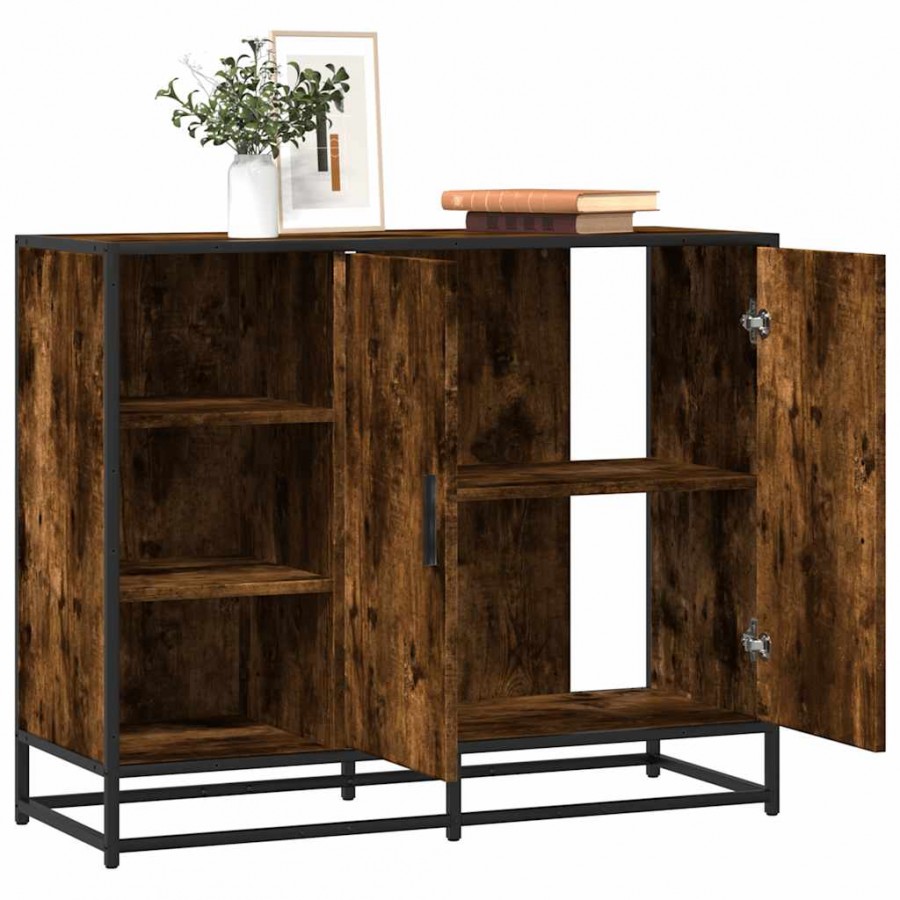 Buffet chêne fumé 92x35x76 cm bois d'ingénierie