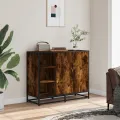 Buffet chêne fumé 92x35x76 cm bois d'ingénierie