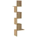 Étagère d'angle murale chêne artisanal 32x32x127,5 cm