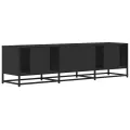 Meuble TV noir 160x35x41 cm bois d'ingénierie et métal