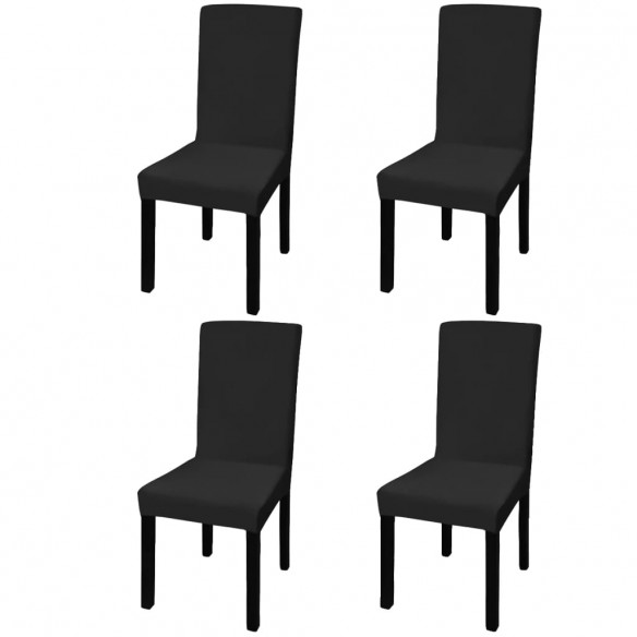 Housse de chaise droite extensible 4 pcs noir