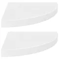 Étagères d'angle flottantes 2pcs blanc brillant 35x35x3,8cm MDF