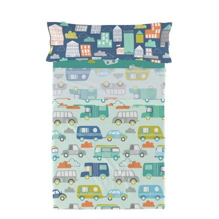 Jeu de draps HappyFriday Moshi Moshi Holidays Multicouleur Lit 1 perso