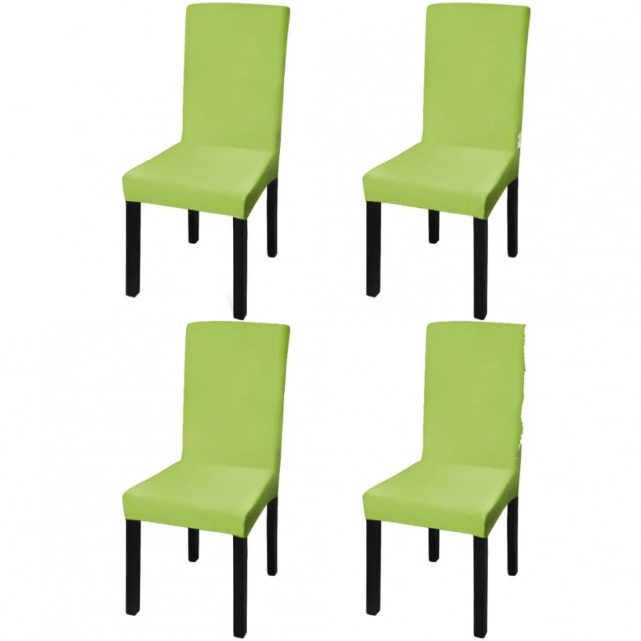 Housse de chaise droite extensible 4 pcs vert