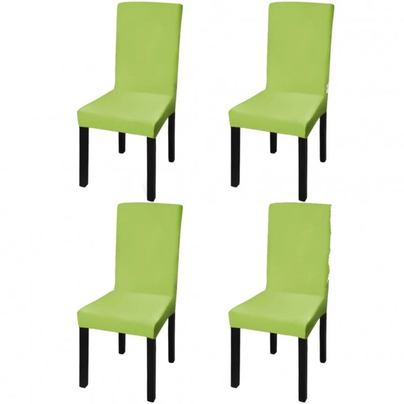 Housse de chaise droite extensible 4 pcs vert