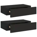 Étagères à tiroirs murales 2 pcs noir 40x23,5x10 cm MDF