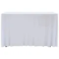 Nappes élastiques de table avec jupon 2 pcs 243x76x74cm Blanc