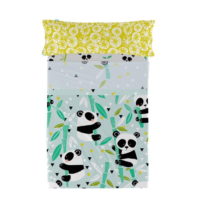 Bettwäsche-Set HappyFriday Moshi Moshi Panda garden blue Blau Einzelm