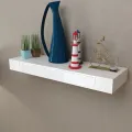 Étagère murale avec 1 tiroir MDF Blanc Rangement de livres/DVD